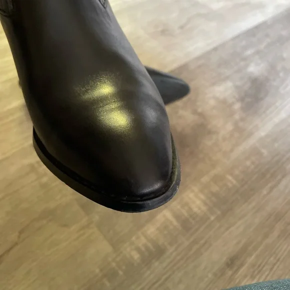 Steve Madden cowboy black leather unique heel leather boots  size 6 - Picture 6 of 13